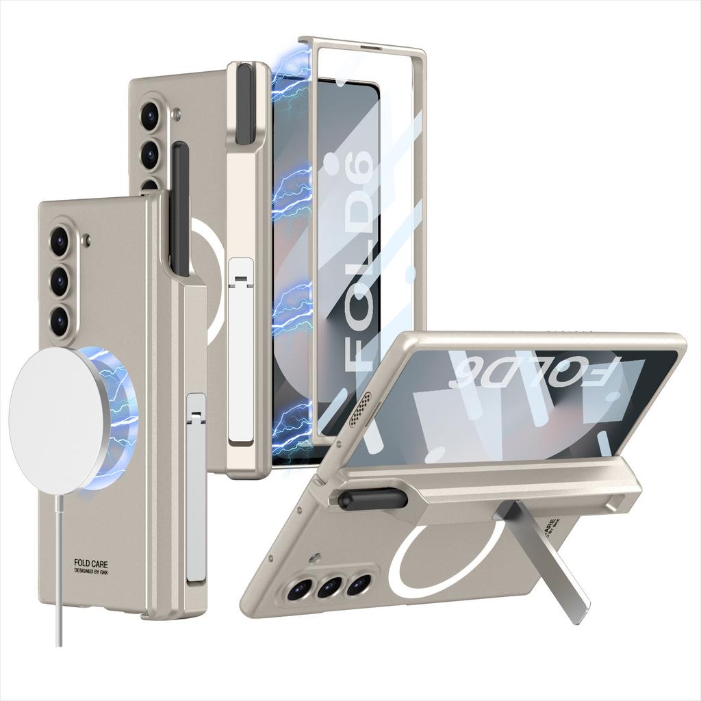 Чехол-подставка с магнитным шарниром Magsafe для Samsung Galaxy Z Fold 6 5 4 3 с защитной пленкой для экрана Fold6 Fold5