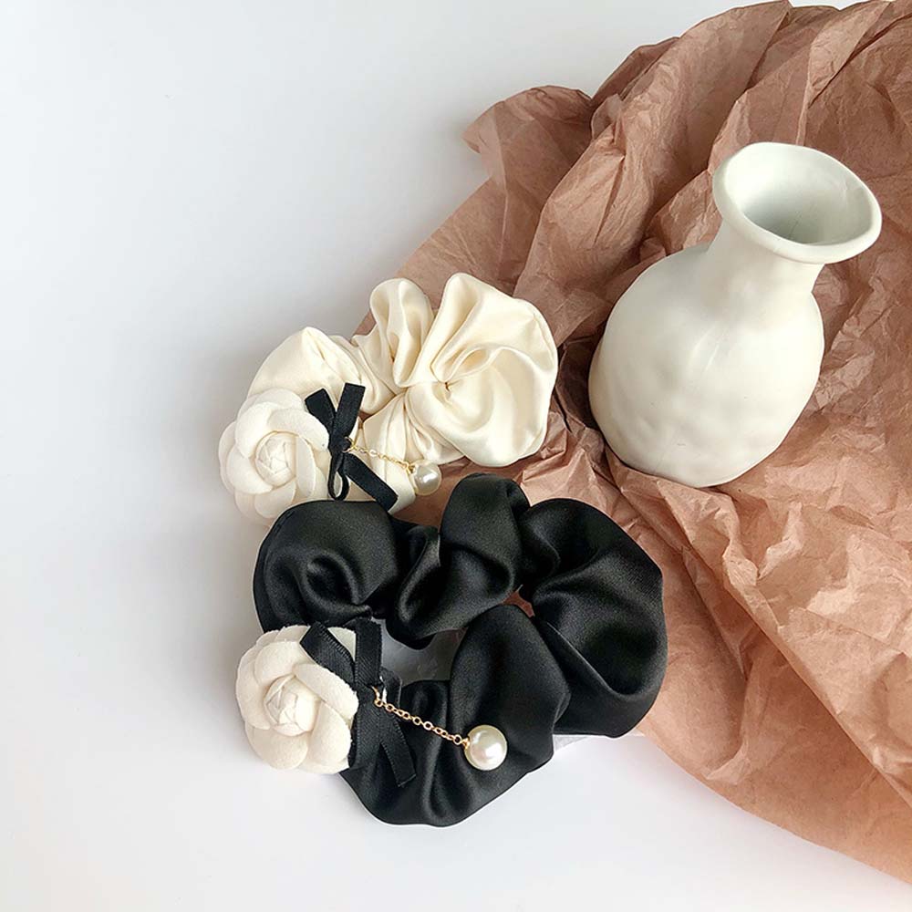 Аксессуары Жемчужная Ткань Девочки Женщины Камелия Резинки для Волос Повязки на Голову Эластичная Резинка для Волос Круг для Волос