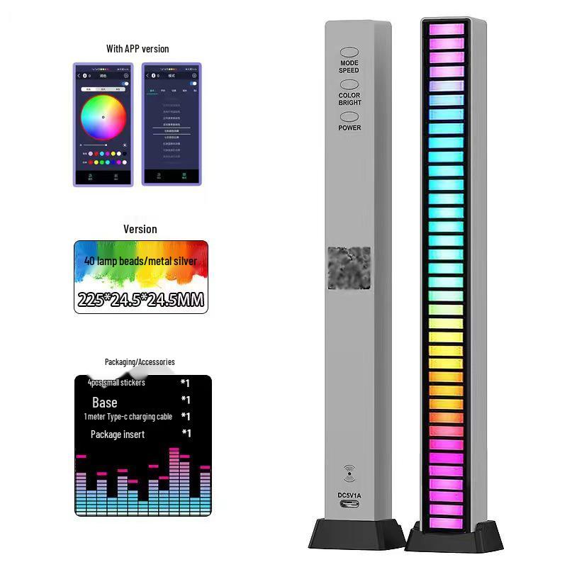 3D RGB Sound-Activated Rhythm Light: Double-Sided, Bluetooth-Controlled Strip for Desktop, Car, or Room Atmosphere.