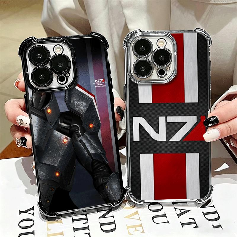 N7 Mass Effect Soft Phone Case For iPhone 15 16 17 Air 14 Pro Max 16E Plus 13 12 Mini Plating Anti-Fall Fundas