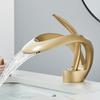 Gold Bathroom Basin Faucet Brass Waterfall Single Handle Crane Hot Cold Water Mixer Tap New Style