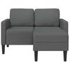 2 Seater L Shaped Sofa with Chaise Longue Dark Gray 125 cm Fabric