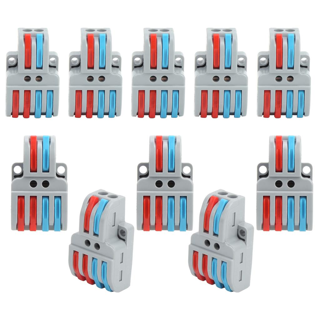 10Pcs Cable Connector Color Quick Wiring 2 In 4 Out Terminal Block Connection LT?422