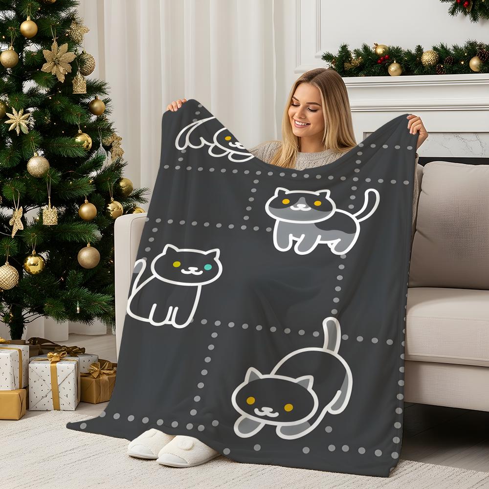 Game N-Neko Atsume Throw Flannel Blanket Perfect for Sofa Office Bed Travel Sleep Read Relax Camping four season use