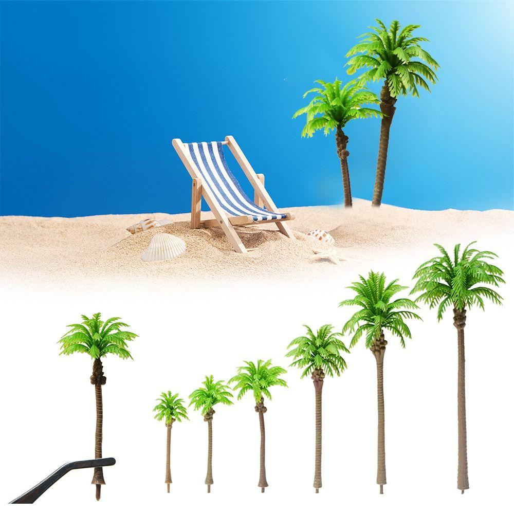 5Pcs Stereoscopic Coconut Palm Tree Miniature Plastic Coconut Micr Landscape  Desktop Decoration