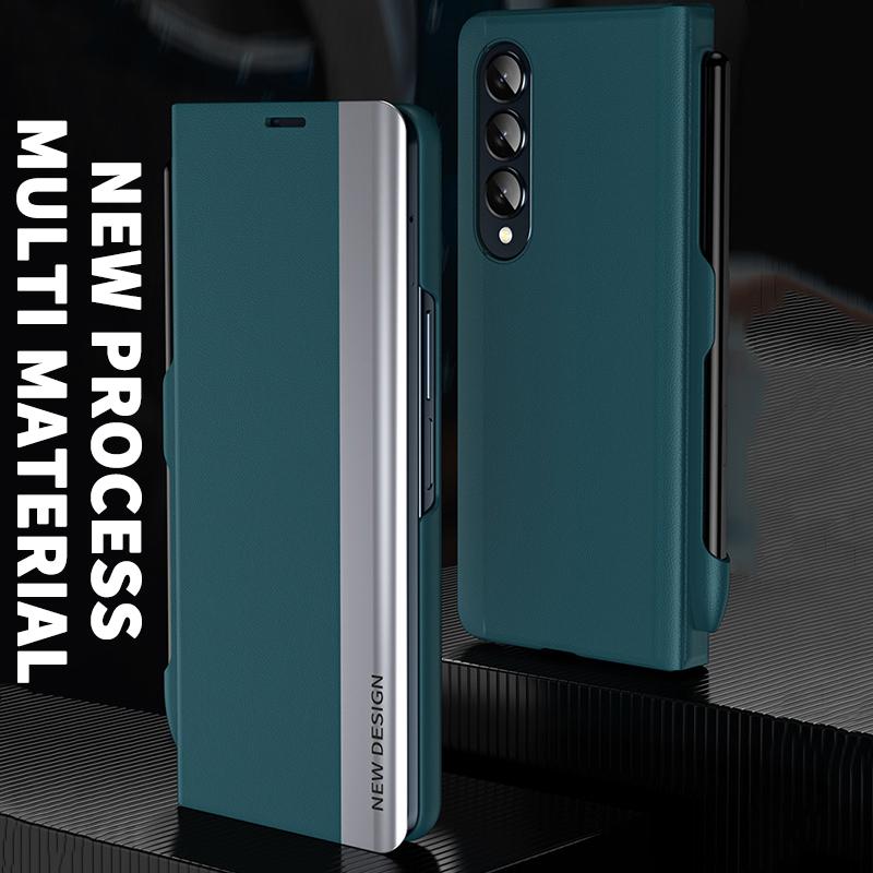 For Samsung Galaxy Z Fold 7 6 5 4 5G Magnetic Flap Leather Holster Pen Slot Case With S PEN Sheath Cover For Z Fold7 Fold6 Fold5