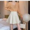 Женская вельветовая юбка А-силуэта с высокой талией и складками - Осень/Зима 2023 Корейский стиль