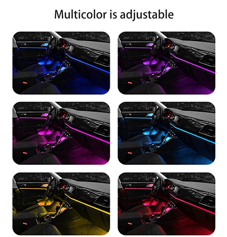 6 в 1 RGB LED Атмосферный Внутренний Подсветка Окружения Оптоволоконные Полосы Управление через Приложение