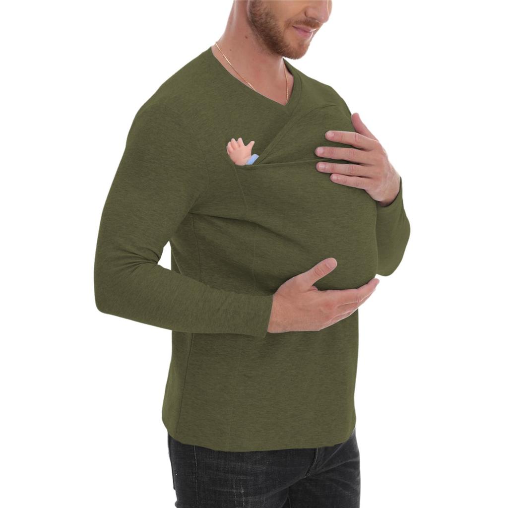 Мужская футболка Kangaroo Daddy's из чистого хлопка с утолщением, новая версия высококачественной многофункциональной футболки с длинными рукавами