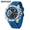SANDA 5104 Новые Большой Циферблат Двойной Экран Многофункциональные Наручные Водонепроницаемые Спортивные Мужские Электронные Кварцевые Часы с Силиконовым Ремешком
