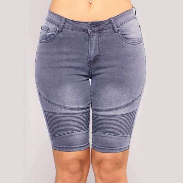 Slim Fit Women Denim High Waist Elastic Shorts Summer