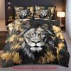 Ретро Черный Золотой Лев 3D Принт Комплект Пододеяльника Домашний Текстиль Комплект Постельного Белья Лев Тема Дикой Природы Стиль Комплект Пододеяльника Наволочки