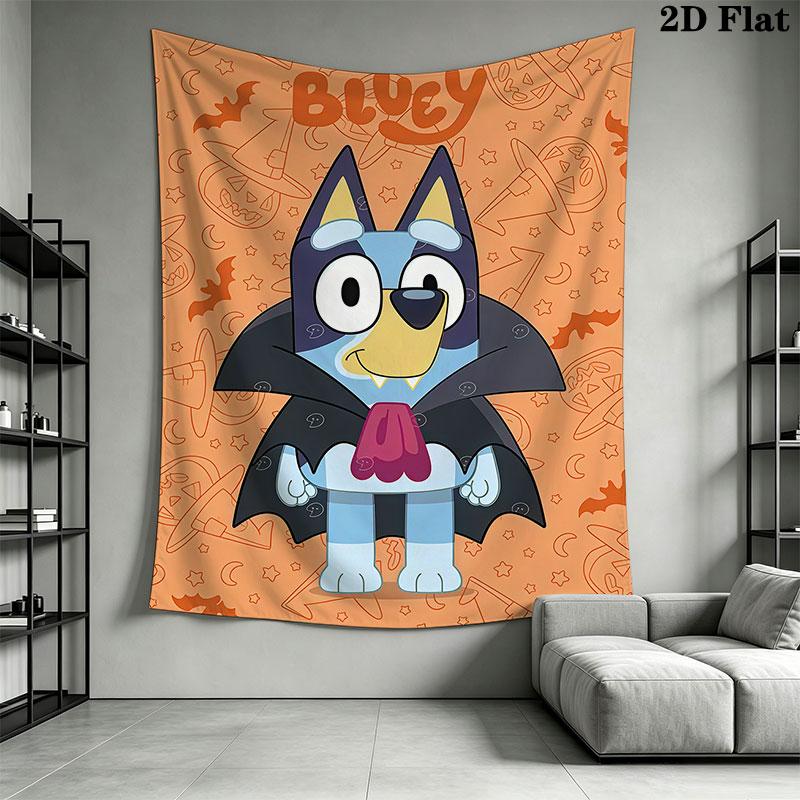 Bluey cartoon Wall Hanging Printed Fabric Blanket Decorative Tapestries for Bedroom Living Room Home Decor