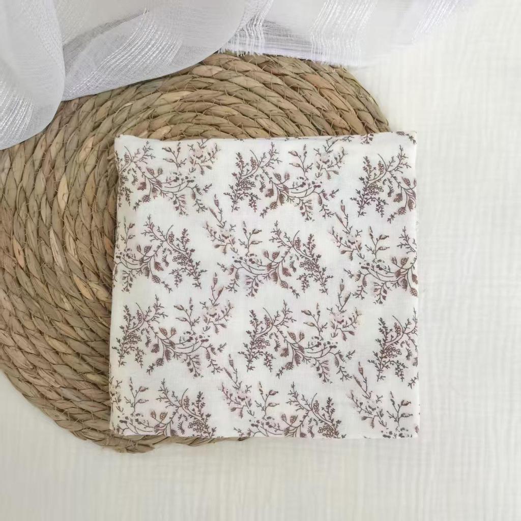 Cartoon Print Double Layer Crinkle Muslin Baby Swaddle Blanket