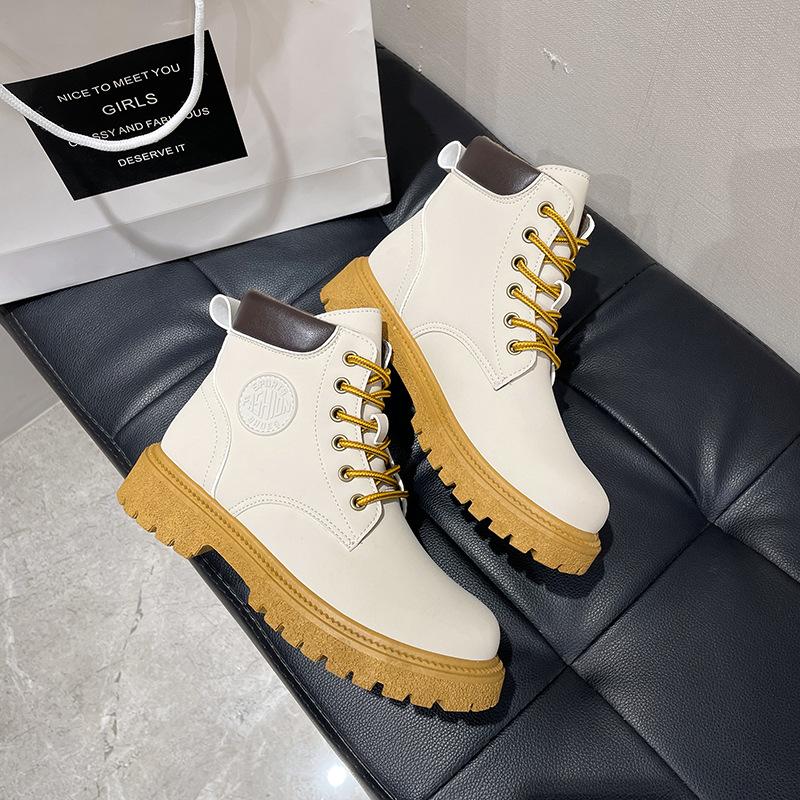 Ботинки Martin ретро локомотив женские осенние универсальные большие желтые ботинки в британском стиле кожаные короткие ботинки на толстой подошве