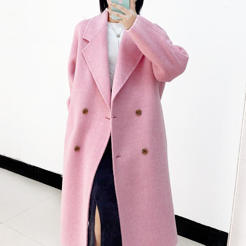 Women's Winter Baby Ostrich Wool Double-Sided Cashmere Coat Double-Breasted Coat