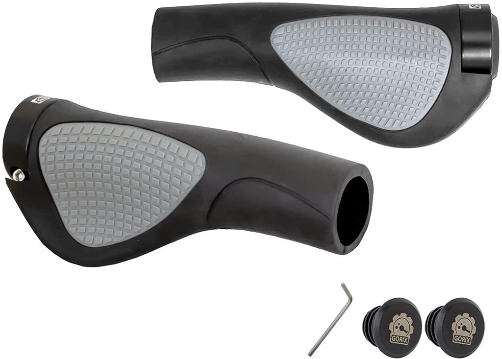 GORIX GX-D2 Bicycle Grips [Lock-On Grips for Cross Bikes, MTB, and Bicycles] Gray