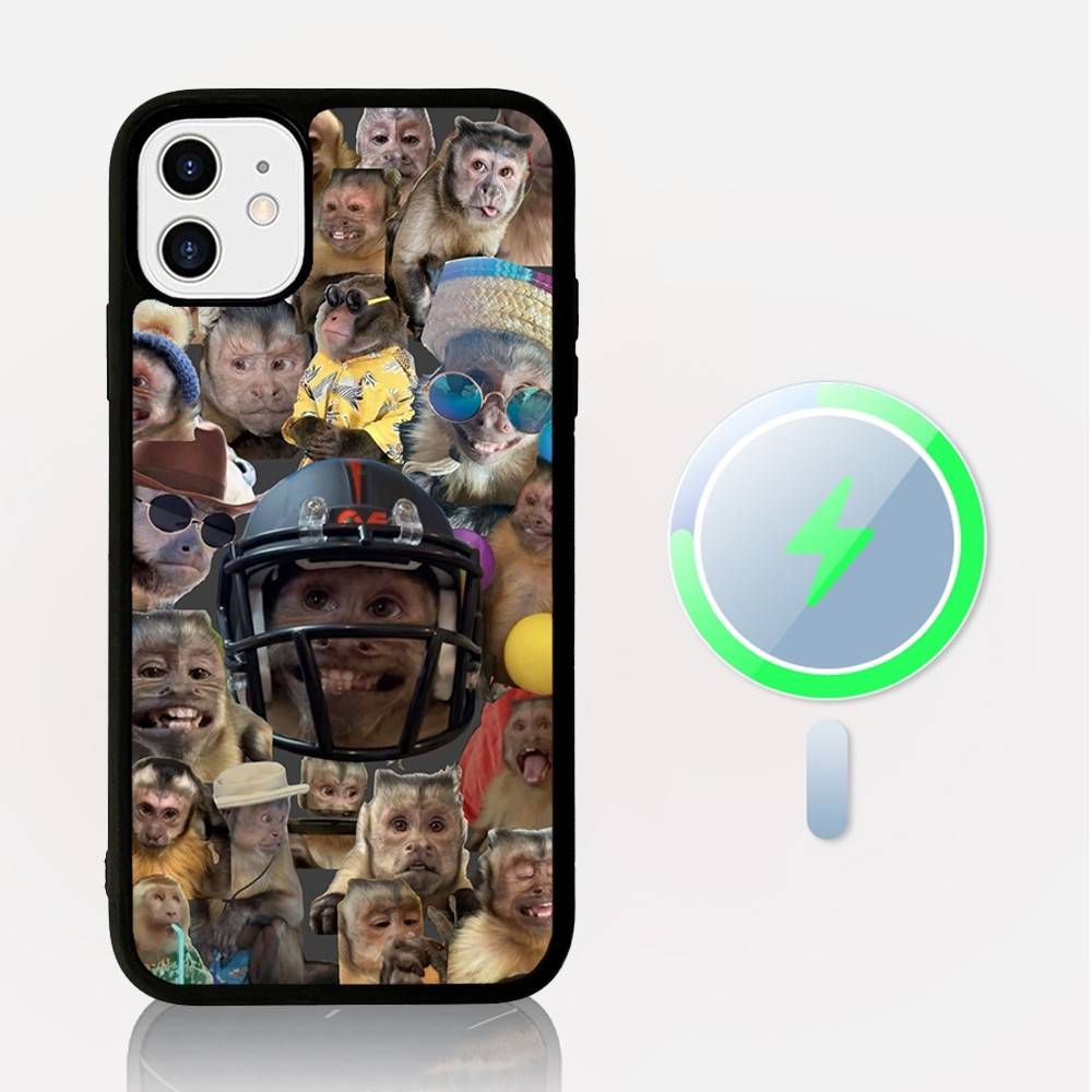 Забавный Обезьяна Милый МЕМ Чехол для Телефона Магнитный Чехол Для IPhone 16 14 13 12 11 15 Pro Max Plus Для Magsafe Беспроводная Зарядка Чехол