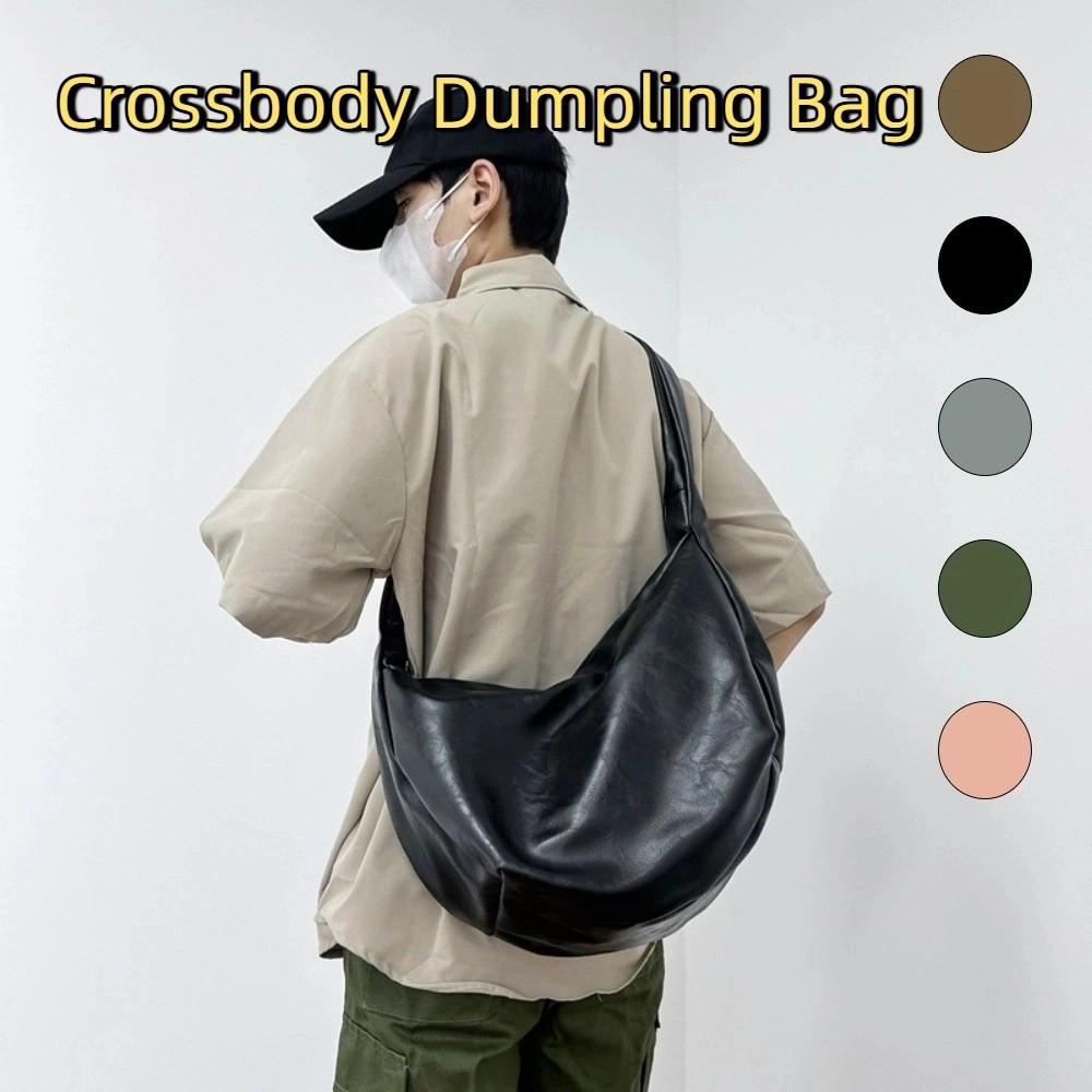 Japanese Style PU Leather Shoulder Bag Large Capacity Crossbody Bag Portable Male Dumpling Bag Man