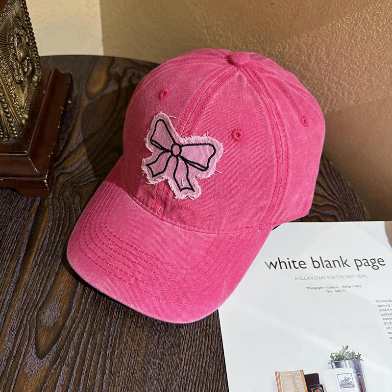 Casual Cotton Bow Baseball Cap With Curved Brim For Daily Wear In Warm Seasons