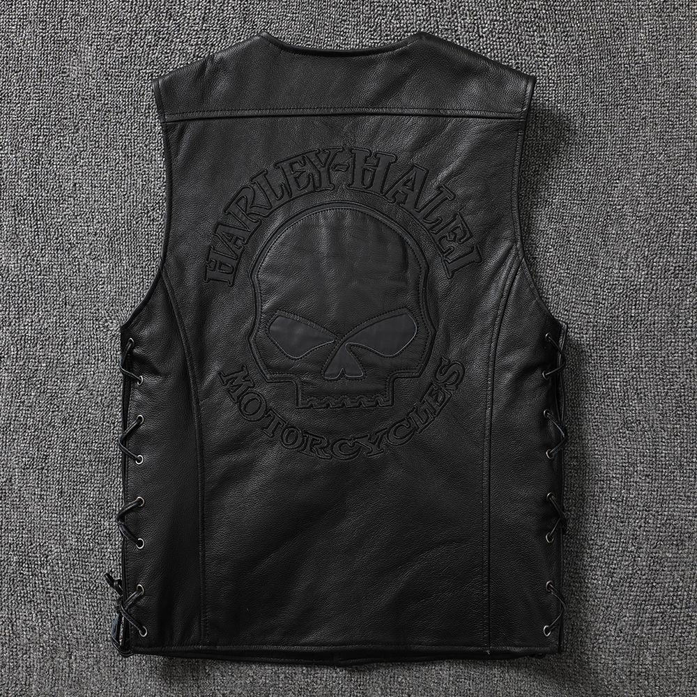 Мотоциклетный жилет HALEI, модный костюм для верховой езды + куртка из натуральной кожи для мужчин + потертости