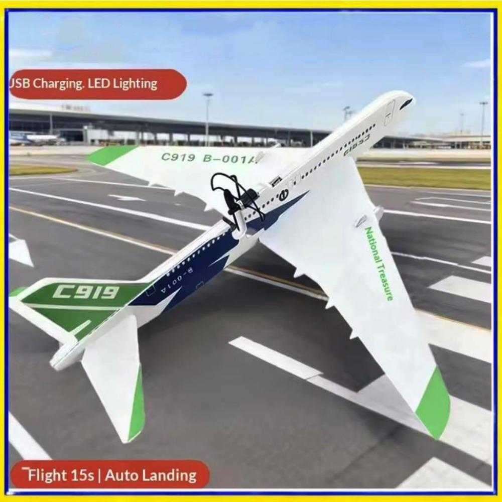 USB Rechargeable C919 Passenger Plane Model 34*36*7.5cm PP Electric Foam Hand Thrown Plane 3 Colors Assembled Glider Aircraft