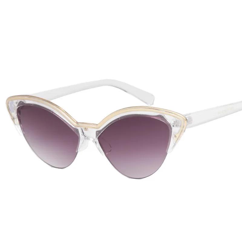 Vintage White Cat Eye Sunglasses Women Fashion Small Half Frame Eyewear Travel Sexy Sun Glasses