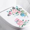 Watercolor Flower Toilet Sticker Removable Self-adhesive Waterproof PVC Bathroom Wall Art Decoration Decal Home Supplies