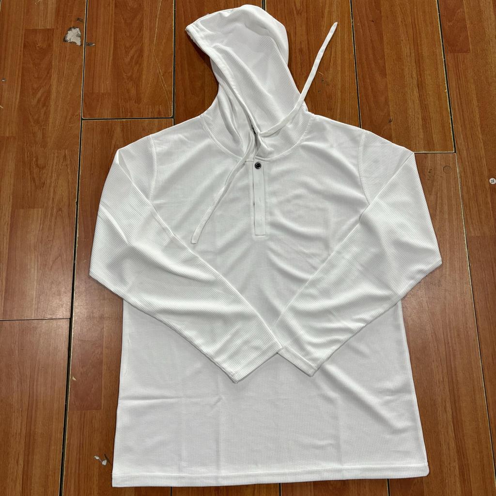 Spring Autumn Hooded T Shirt Men Long Sleeve Solid Color Slim Fit Sports Tops Fashion Breathable Casual Tees Mens V Neck Tshirt