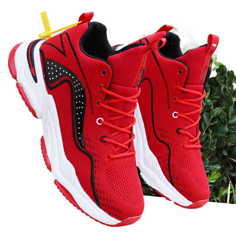 Men's shoes are light, wear-resistant and non-slip, student basketball shoes 2026 new high-top breathable mesh red shoes, sports shoes