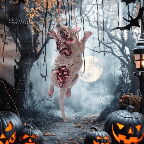 Подвеска на Хэллоуин, реалистичная, жуткая, подвесная, голова крысы, свиньи, паука, летучей мыши, украшение для дома с привидениями для вечеринки на Хэллоуин