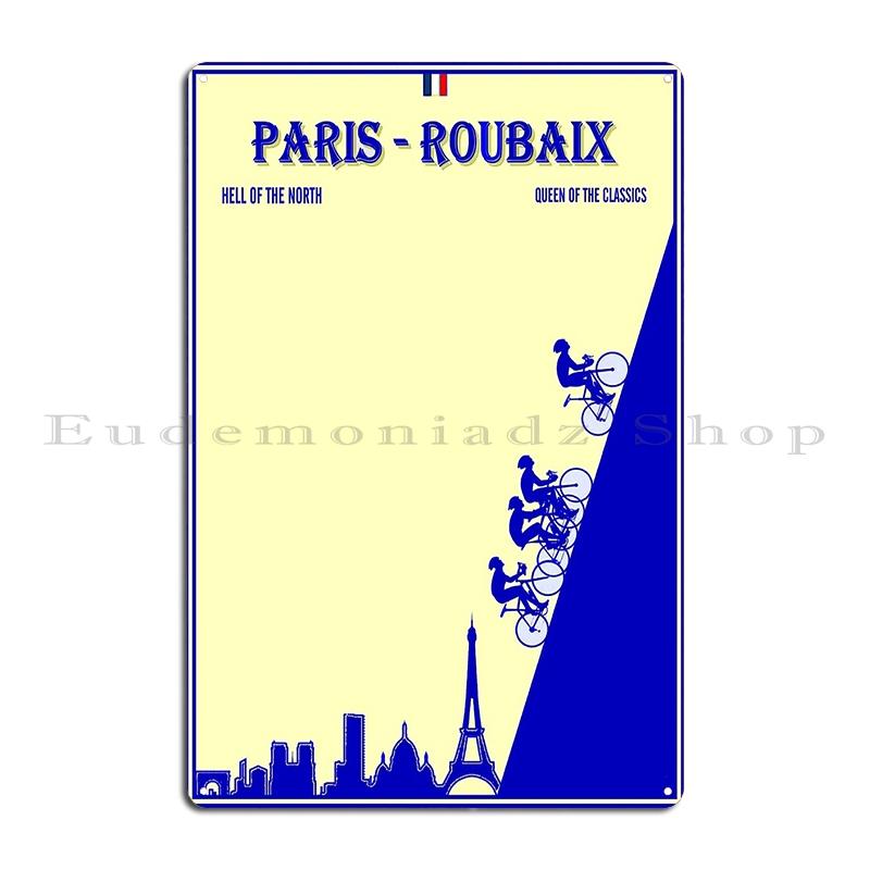 PARIS ROUBAIX Vintage Abstract Bicycle Racing Print Giro D Italia Retro Passo Dello Stelvio Cycling Metal Tin Sign Poster