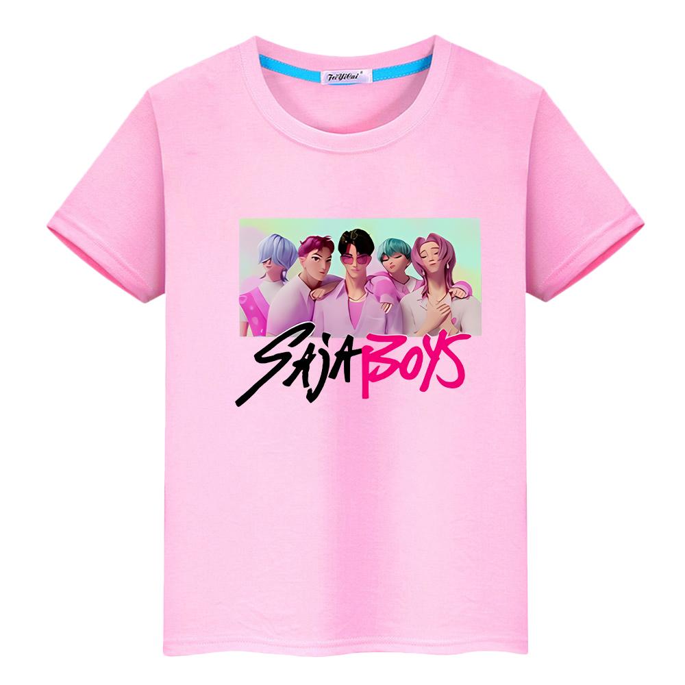 Футболка для детей мальчик 10 лет Kawaii Saja Boys принт 100% хлопок футболки аниме короткая kpop охотники на демонов милые топы одежда для девочек y2k