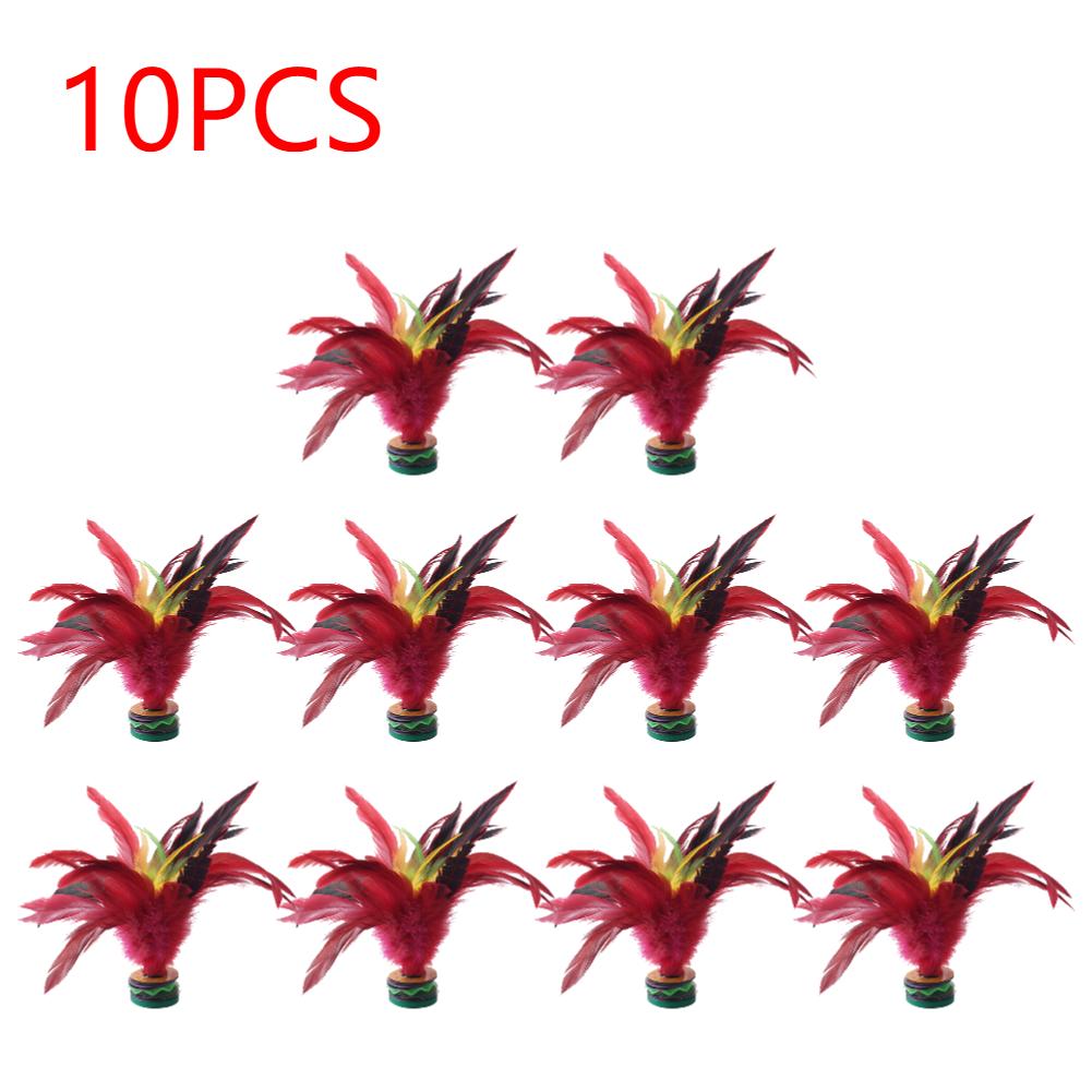 1-20Pcs 20cm Feather Jianzi Wear Resistant Chicken Feather Shuttlecock Portable Foot Kick Handwheel Feather Jianzi Outdoor Toy