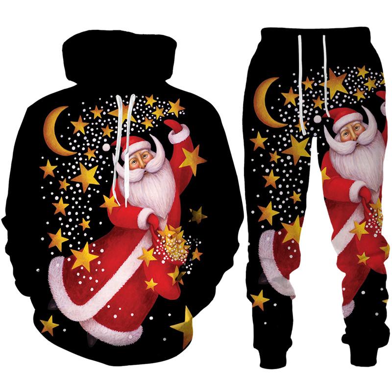 Funny Christmas Theme 3D Print Costume Men/Women Casual Hoodie Pants Outfits Set New Year Party Holiday Streetwear Clothing Suit