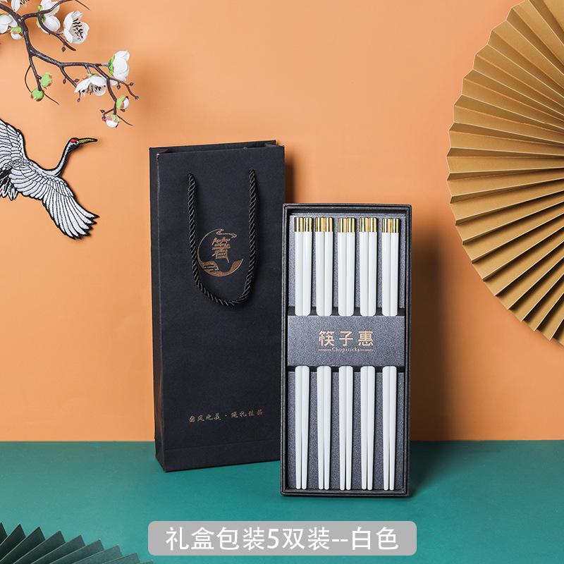 Набор из 5 пар китайских палочек для еды, многоразовые, нескользящие, японские палочки для суши, набор палочек для еды, кухонная посуда, подарочный набор 2025 новинка