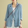 Spring and Summer New Cotton and Linen Loose and Versatile Top, Long Sleeved Casual Temperament Jacket for Women