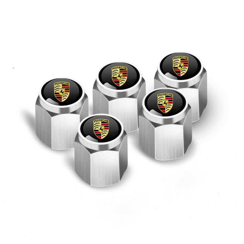 5pc/Set Metal Car Wheel Tire Valve Air Stem Cap For Porsche Panamera Macan Boxster Cayman Cayenne 911 718 Decoration Accessories