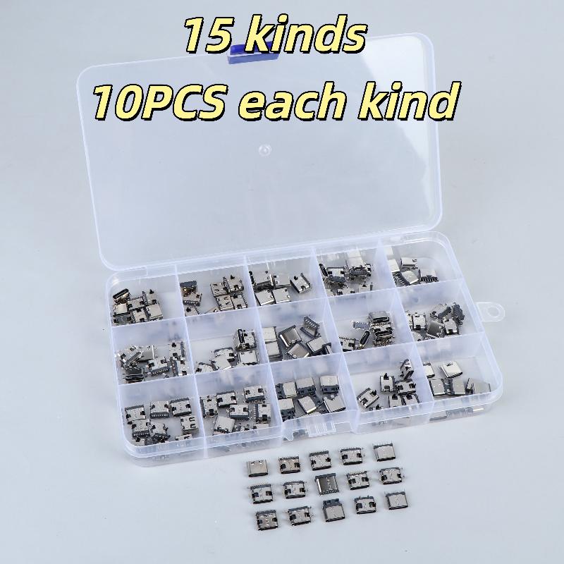 50/100/150 шт. Разъем порта зарядки USB Type-C 2/6/16-контактный SMD SMT PCB Разъем USB-C Для ремонта телефонов и цифровых устройств Комплект