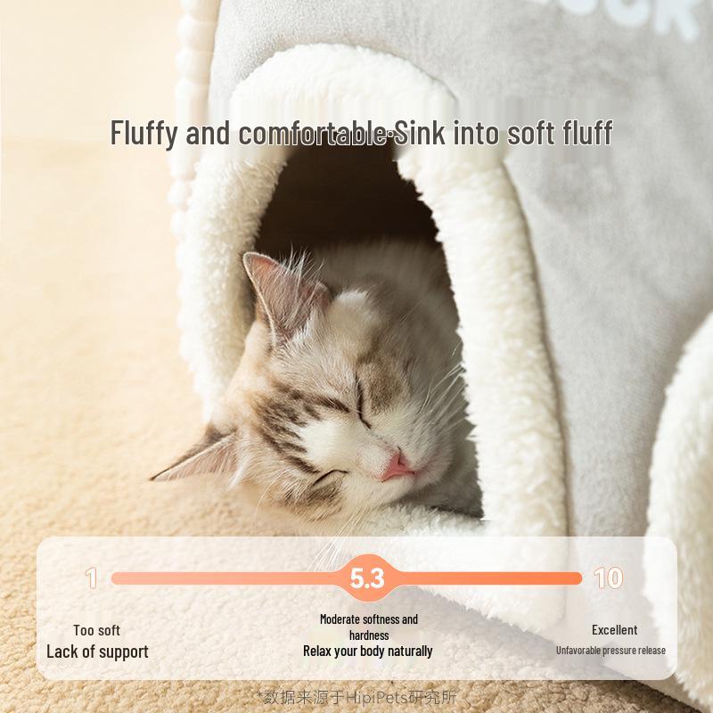 Cozy Autumn/Winter Pet Nest: Warm, Thick, Semi-Enclosed for Cats & Large Dogs