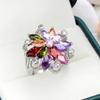Ювелирные изделия SODROV с радужными кристаллами, цветные кольца с цветком циркона для женщин
