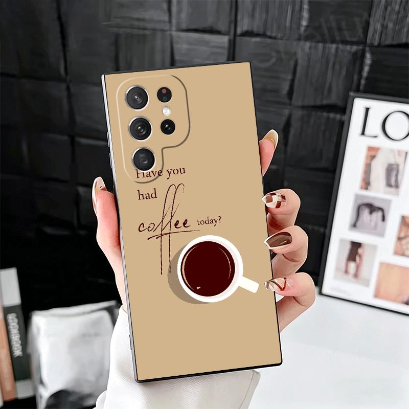 Black Coffee Fashion Style Soft Phone Case for Samsung Galaxy S26 S25 Edge S24 Ultra S23 Plus S22 S21 FE S20 Black Cover Back Sh