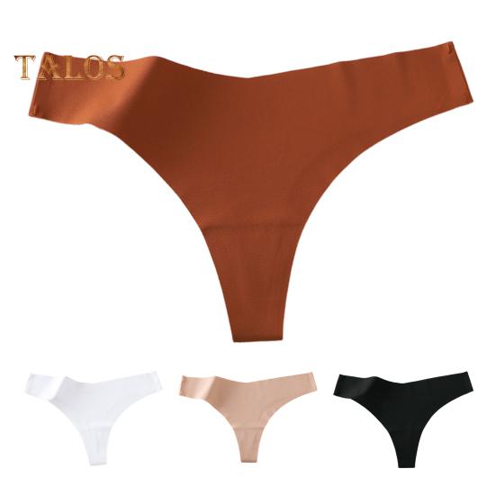Women Underwear Low-Waisted Ice Silk Seamless Cool Feeling Cotton Crotch Underpants Solid Color Daily Briefs for Home Sleep