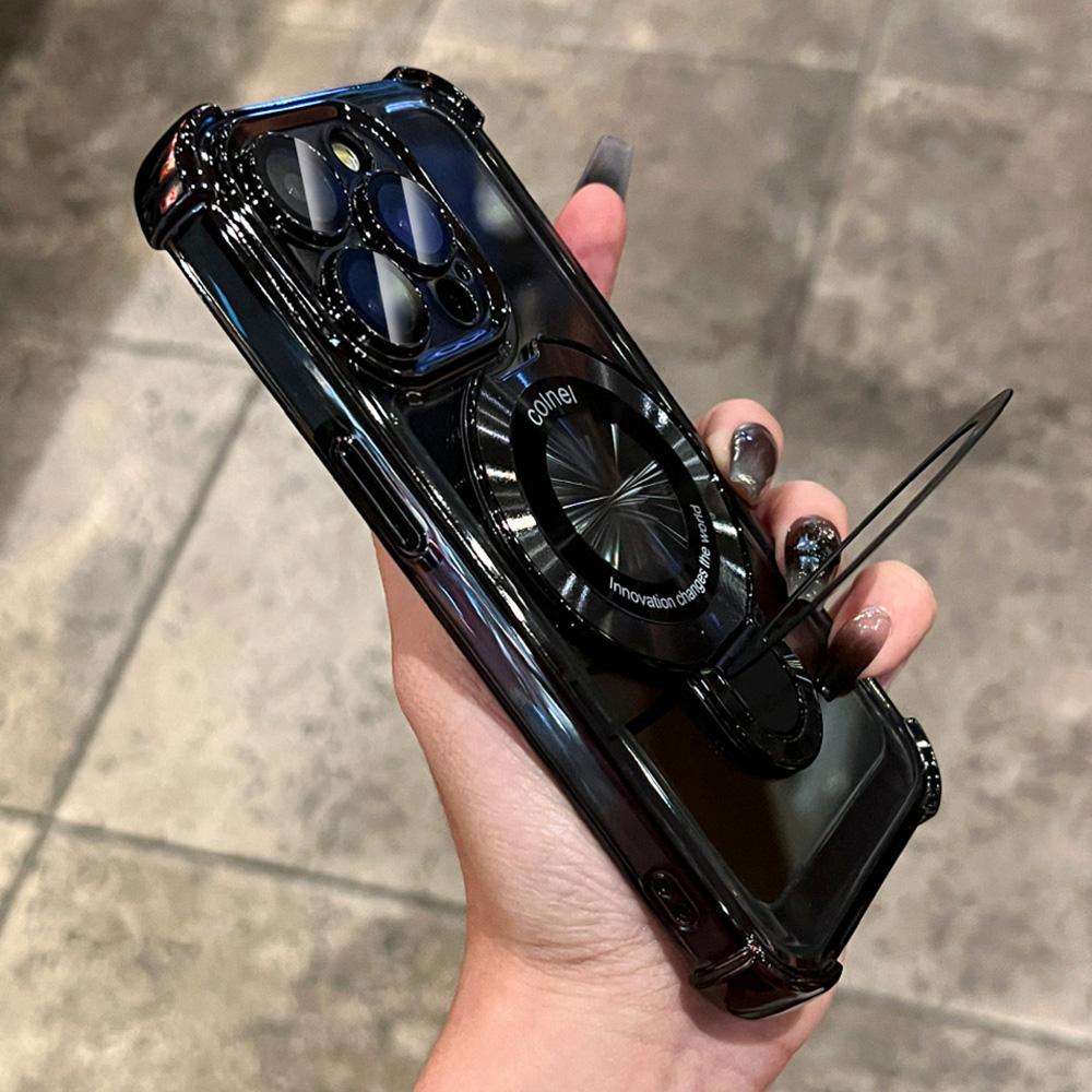 Покрытие Магнитное кольцо кронштейн Прозрачный чехол для iPhone 15 14 Plus 13 12 11 Pro Max для Magsafe Подставка держатель Ударопрочный чехол