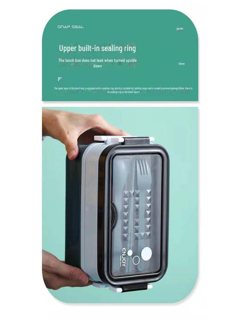 Double-layer Microwaveable Lunch Box for Office Workers, Students, and Cars