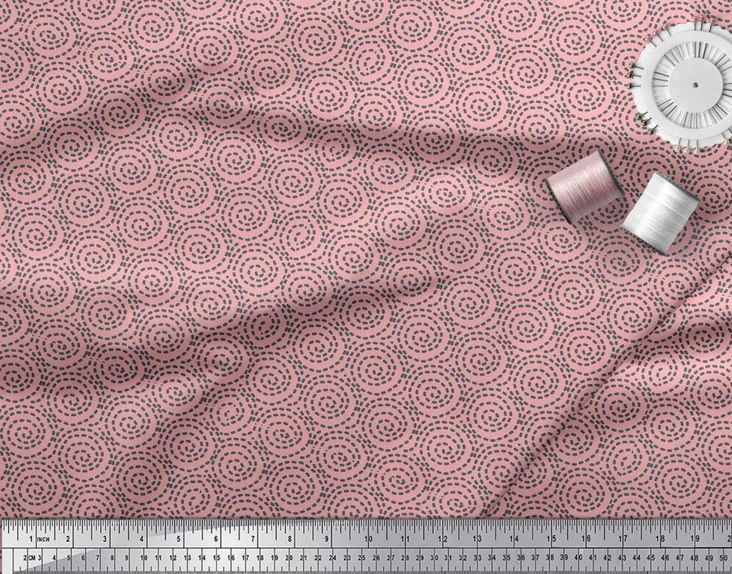 Soimoi Pink Japan Crepe Satin Fabric Abstracts Abstract Printed Fabric 1 metre 42 Inch