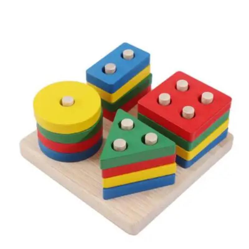 Развивающие деревянные игрушки Геометрические фигуры Монтессори-головоломки Сортировка по цвету Математические кубики Детские дошкольные обучающие игры