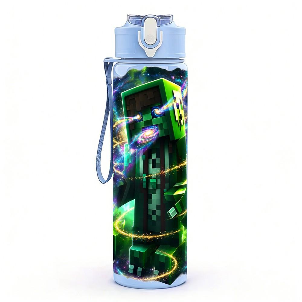 1PC Dark Glowing Bottle Figure 750ml Color Plastic Sports Water Bottle Leakproof Flip Straw Lid Suitable for Sports Office Home Use