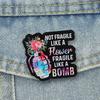 Not Fragile Like A Flower Fragile Like A Bomb Badge Watercolor Pink Roses Enamel Pins Feminist Empowerment Brooch Accessories