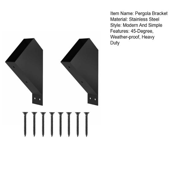 1/2 шт. Угловой опорный кронштейн для перголы, нержавеющая сталь, 45-градусный угловой кронштейн, устойчивый к погодным условиям, прочный деревянный соединительный кронштейн для столбов